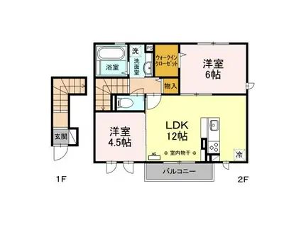 MAISON楓Ⅱ(2LDK/2階)の間取り写真