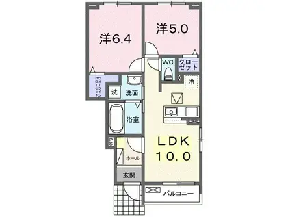 グランツK(2LDK/1階)の間取り写真
