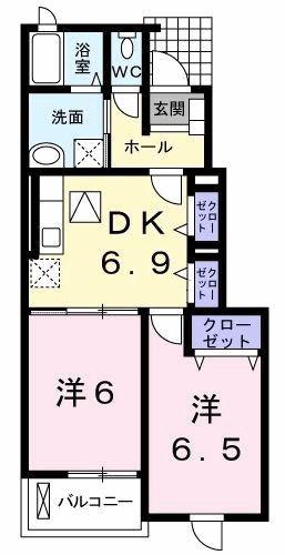 コスモス(2DK/1階)の間取り写真