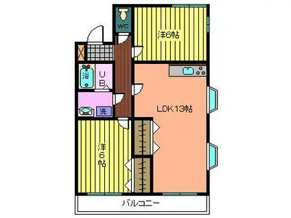 メゾンクレール(2LDK/2階)の間取り写真