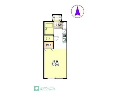 パサディナハイツ(ワンルーム/2階)の間取り写真