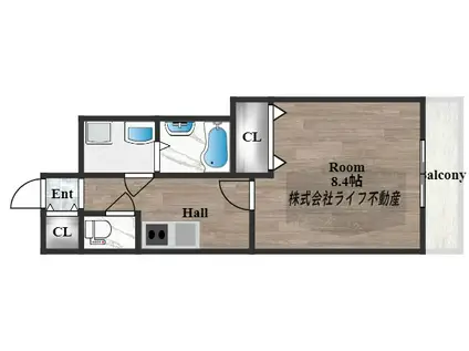CASSIA高井田 ノース COURT(1K/4階)の間取り写真