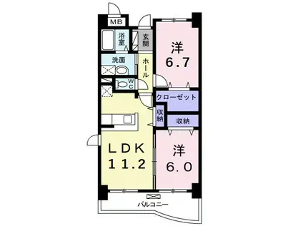 プラシード(2LDK/2階)の間取り写真