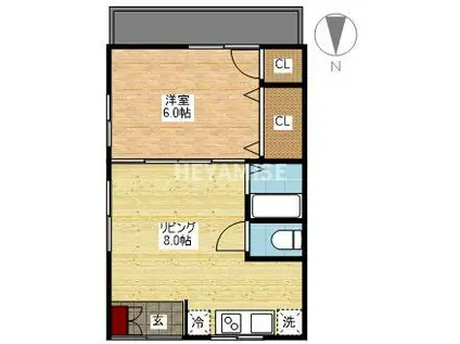 スカイバレー戸町(1LDK/1階)の間取り写真