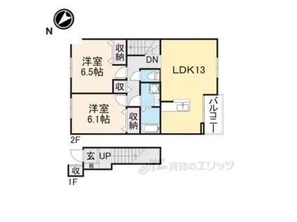 クラールA(2LDK/2階)の間取り写真