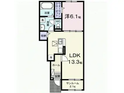 ホップV A(1LDK/1階)の間取り写真