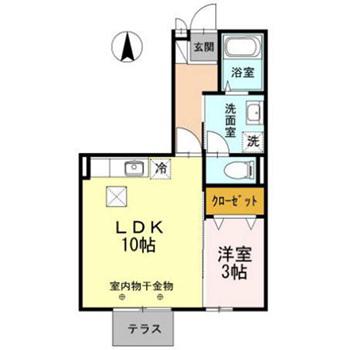 エクセレントヴィラ F棟(1LDK/1階)の間取り写真