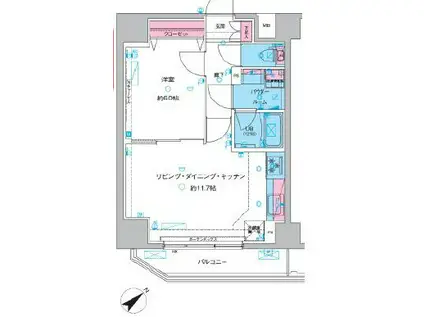 GENOVIA三ノ輪IIISKYGARDEN(1LDK/4階)の間取り写真