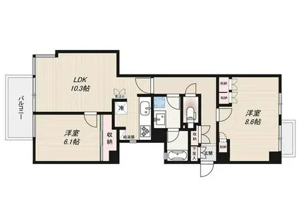 インプルーブ西早稲田(2LDK/4階)の間取り写真