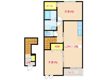 HOUSE・5(2LDK/2階)の間取り写真