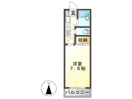 ラセール・ミスII(1K/2階)の間取り写真