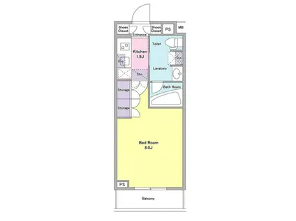 アジールコート西馬込(1K/1階)の間取り写真