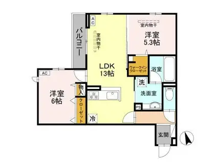 WISTERIA寺家(2LDK/3階)の間取り写真