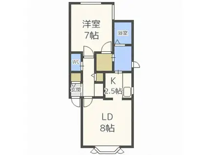 ティアラ元町(1LDK/1階)の間取り写真