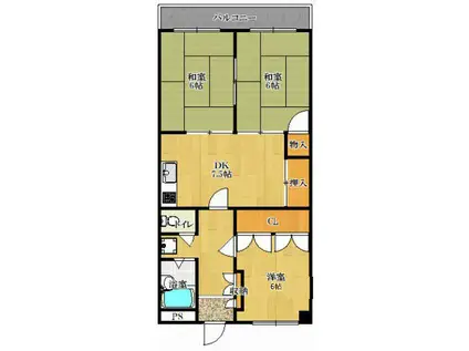 ハーティ忍ヶ丘Ⅴ番館(3LDK/4階)の間取り写真