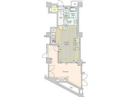 パークアクシスプレミア表参道(ワンルーム/1階)の間取り写真