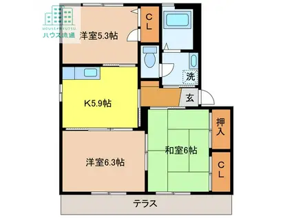 バリュージュ(3DK/1階)の間取り写真