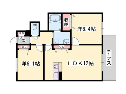カーザ ボニータ(2LDK/1階)の間取り写真