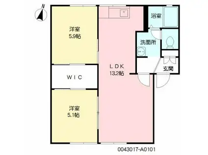 エスペランサ サキA(2LDK/1階)の間取り写真