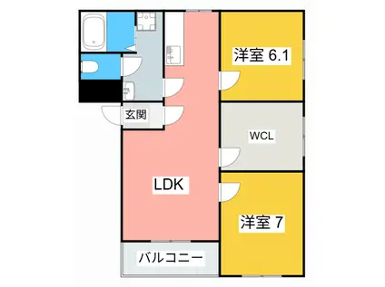 サンライズ(2SLDK/1階)の間取り写真