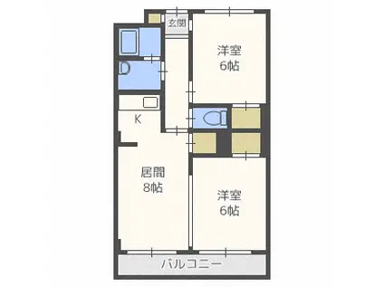 ケントハウス(2LDK/4階)の間取り写真