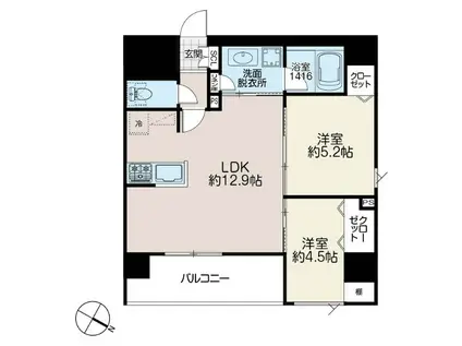 イゾラセレーナ目黒(2LDK/2階)の間取り写真