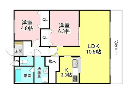 メゾン小西梅影III(2LDK/1階)の間取り写真