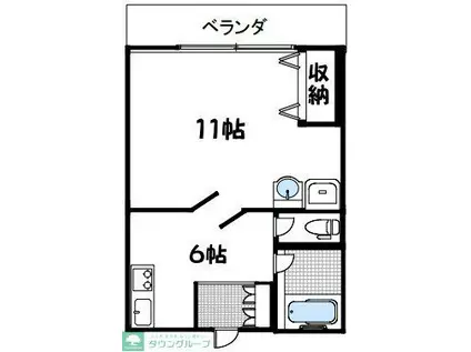 サンハイム(1DK/2階)の間取り写真