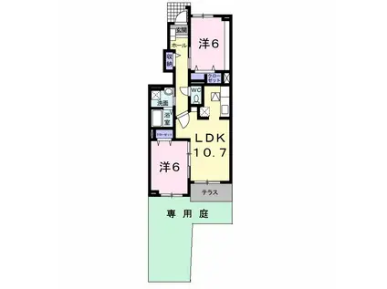 GRACE I グレイスワン(2LDK/1階)の間取り写真