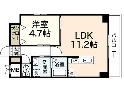 ルネス・クレアーレヴェント(1LDK/3階)の間取り写真