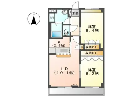 QUEEN II(2LDK/2階)の間取り写真