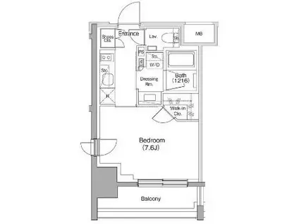 ザ・パークハビオ明大前(1K/10階)の間取り写真