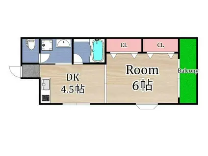 ディーハウス(1DK/3階)の間取り写真