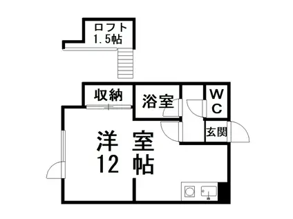 ハイツリブライト(ワンルーム/2階)の間取り写真