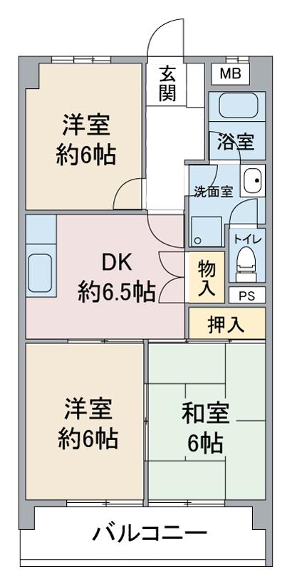 扶桑ハイツ2(3DK/4階)の間取り写真