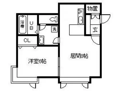 フジテックハウスB(1LDK/3階)の間取り写真
