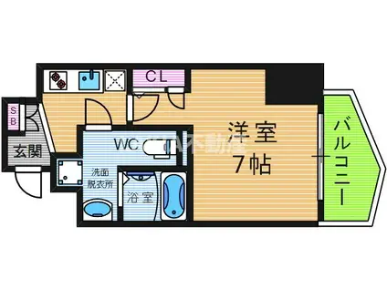 エグゼ阿倍野(1K/9階)の間取り写真