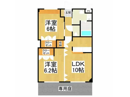 アジュール(2LDK/1階)の間取り写真
