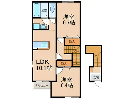 エルシティオリビアII(2LDK/2階)の間取り写真