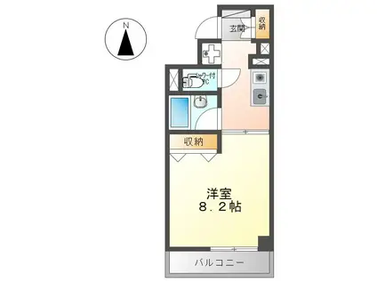 ローズマンション(1K/4階)の間取り写真