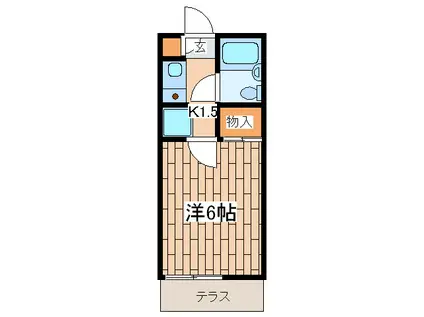 サンパレス湘南(1K/1階)の間取り写真