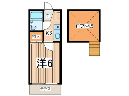 ヴィレッタ戸塚(1K/1階)の間取り写真
