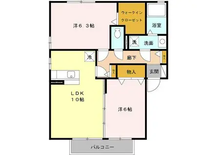 ロイヤル オーク B(2LDK/2階)の間取り写真