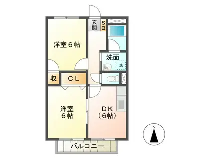 カトレア七番館(2DK/2階)の間取り写真