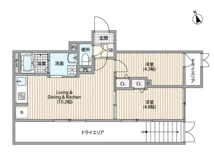 HJクラウンI(2LDK/1階)の間取り写真
