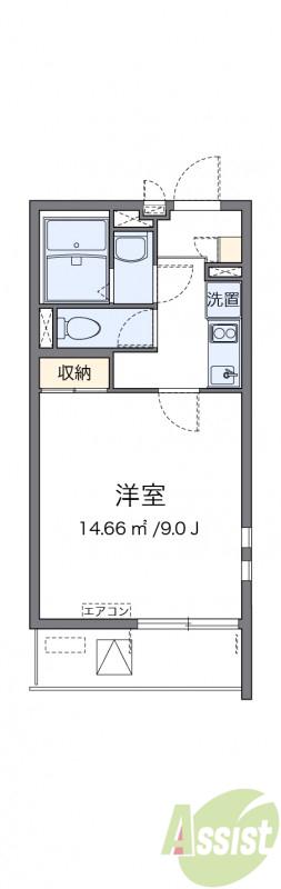 クレイノオアシスII(1K/3階)の間取り写真