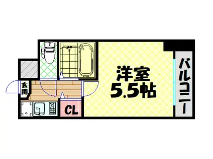 セレッソコート西心斎橋第2(1K/11階)の間取り写真