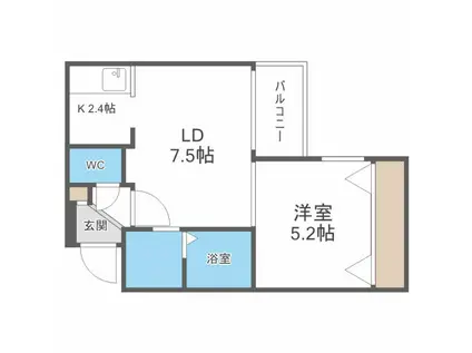 PARENTE N18 パレンテN18(1LDK/4階)の間取り写真