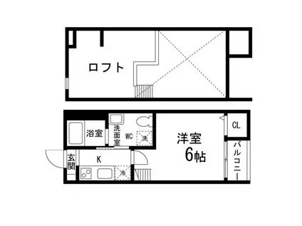 杜のアパートメントA(1K/2階)の間取り写真