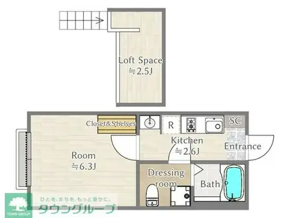 アメリカンリバティー野方VIII(1K/2階)の間取り写真